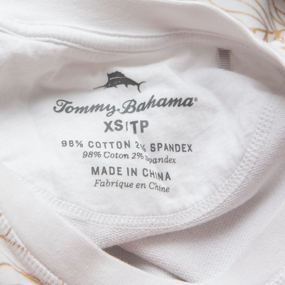Tommy Bahama On Golden Frond Sweatshirt Pullover Gold Foil Leaf White Size XS - Picture 4 of 6